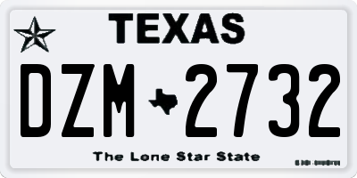 TX license plate DZM2732