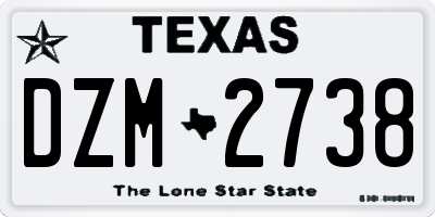 TX license plate DZM2738