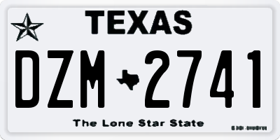 TX license plate DZM2741