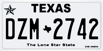 TX license plate DZM2742