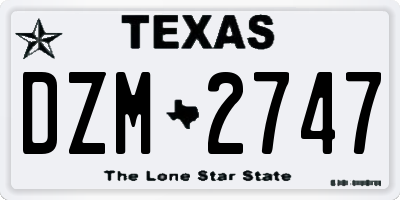 TX license plate DZM2747