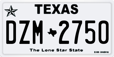 TX license plate DZM2750