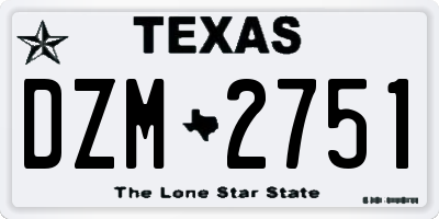 TX license plate DZM2751