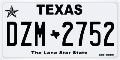 TX license plate DZM2752