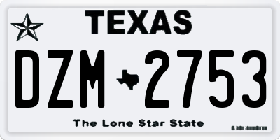 TX license plate DZM2753