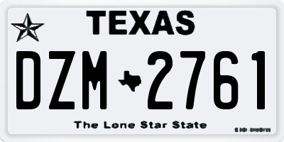 TX license plate DZM2761