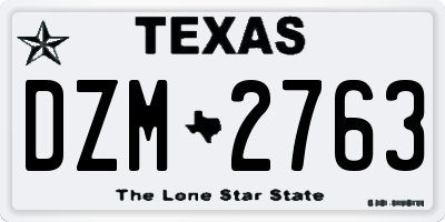 TX license plate DZM2763