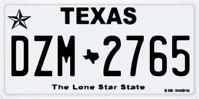 TX license plate DZM2765