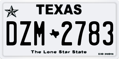 TX license plate DZM2783