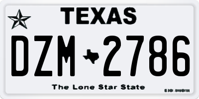 TX license plate DZM2786