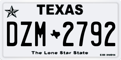 TX license plate DZM2792