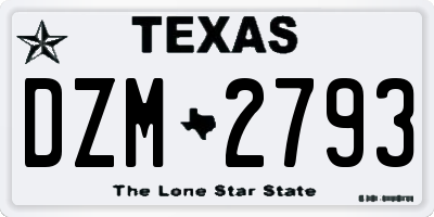 TX license plate DZM2793