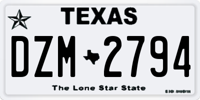 TX license plate DZM2794
