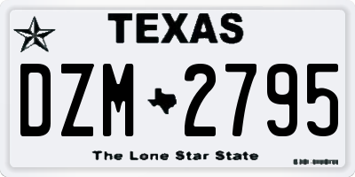 TX license plate DZM2795
