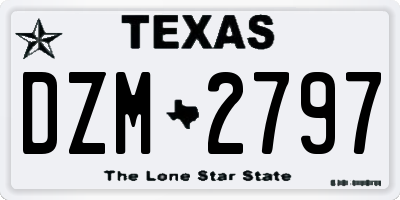 TX license plate DZM2797