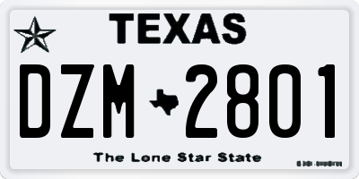 TX license plate DZM2801