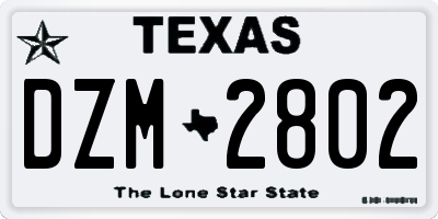 TX license plate DZM2802