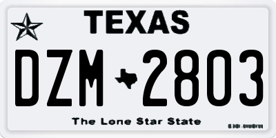 TX license plate DZM2803