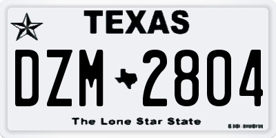 TX license plate DZM2804