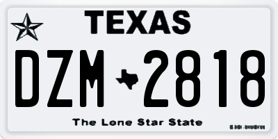 TX license plate DZM2818