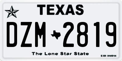 TX license plate DZM2819