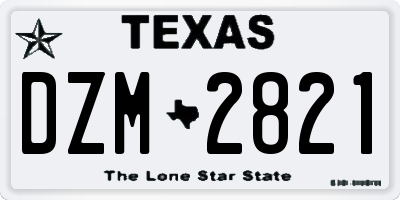 TX license plate DZM2821