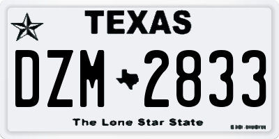 TX license plate DZM2833