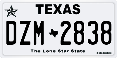 TX license plate DZM2838