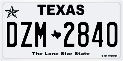 TX license plate DZM2840