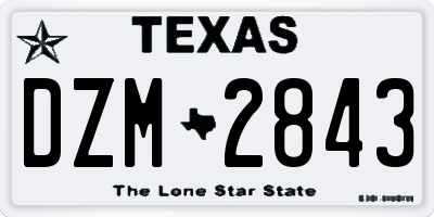TX license plate DZM2843