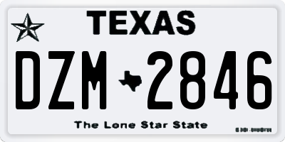 TX license plate DZM2846
