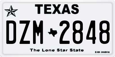 TX license plate DZM2848