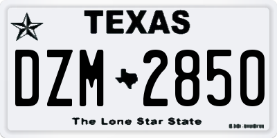TX license plate DZM2850