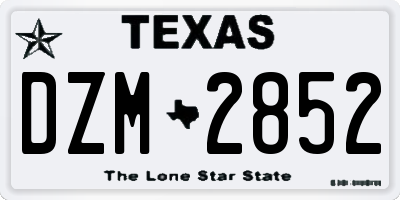 TX license plate DZM2852