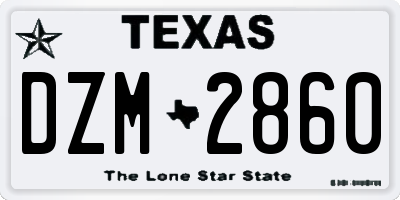 TX license plate DZM2860