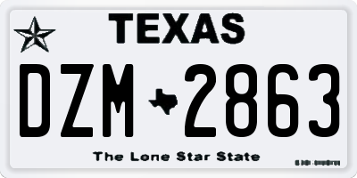TX license plate DZM2863