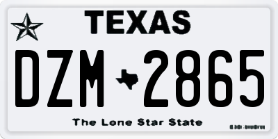 TX license plate DZM2865