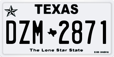 TX license plate DZM2871