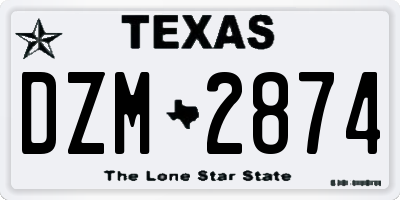 TX license plate DZM2874