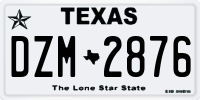 TX license plate DZM2876