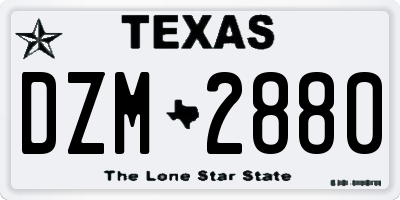 TX license plate DZM2880