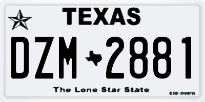 TX license plate DZM2881