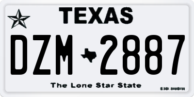TX license plate DZM2887