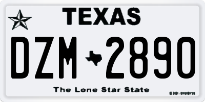 TX license plate DZM2890