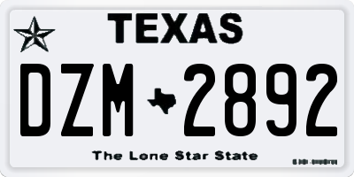 TX license plate DZM2892