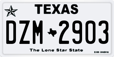 TX license plate DZM2903