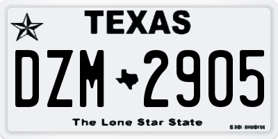 TX license plate DZM2905