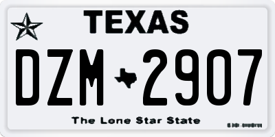 TX license plate DZM2907