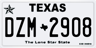 TX license plate DZM2908