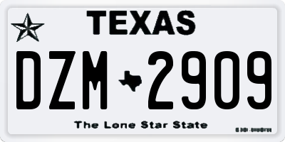TX license plate DZM2909